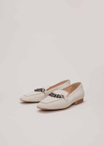 Phase Eight Grey Chain Detail Flats Light Grey Canada | GWZURD-295